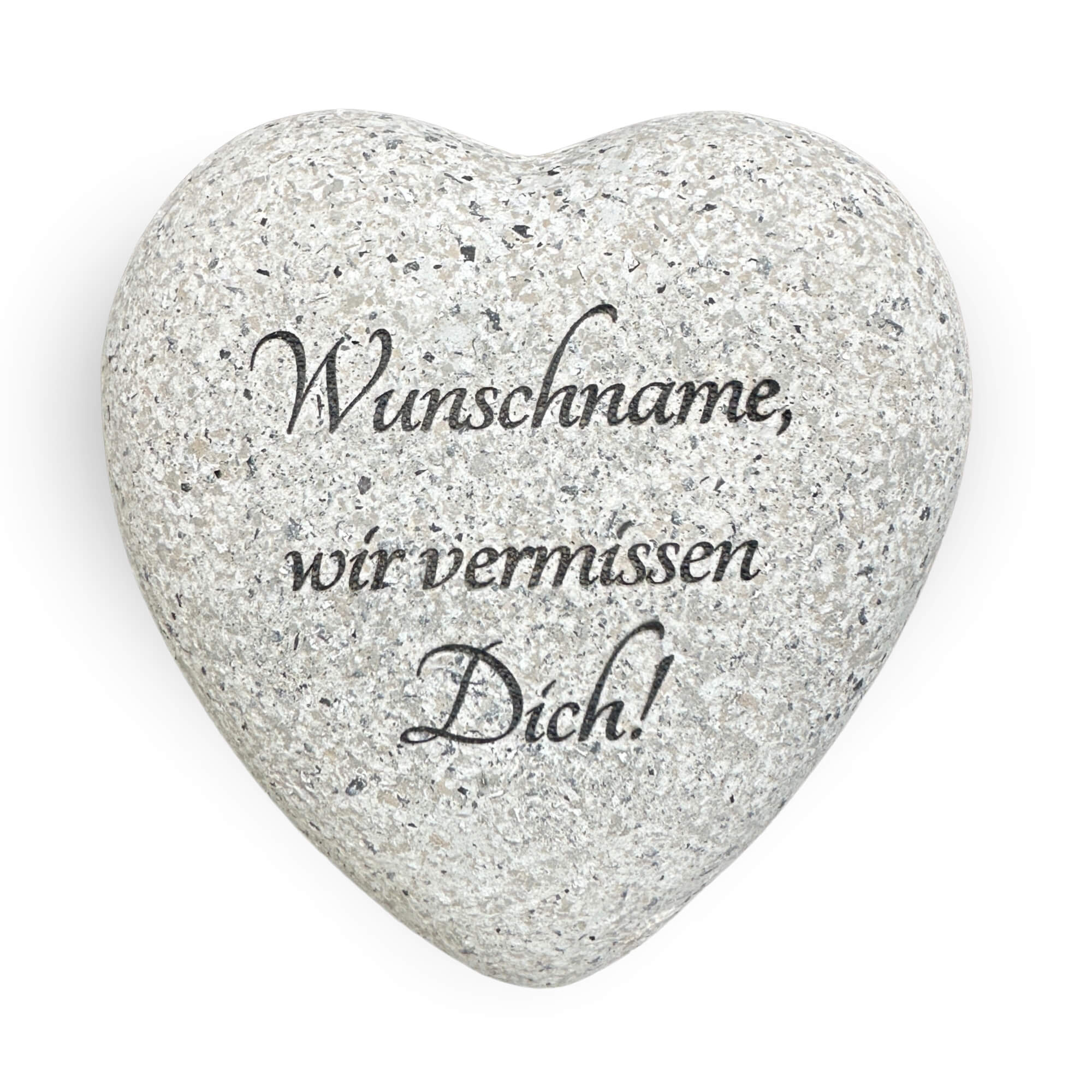 Personalisiertes Grabherz mit Wunschname | Wetterfester Grabstein Herz (13x12cm) in Granit-Optik | Gedenkstein mit Gravur | Grabschmuck für Urnengrab & Friedhof