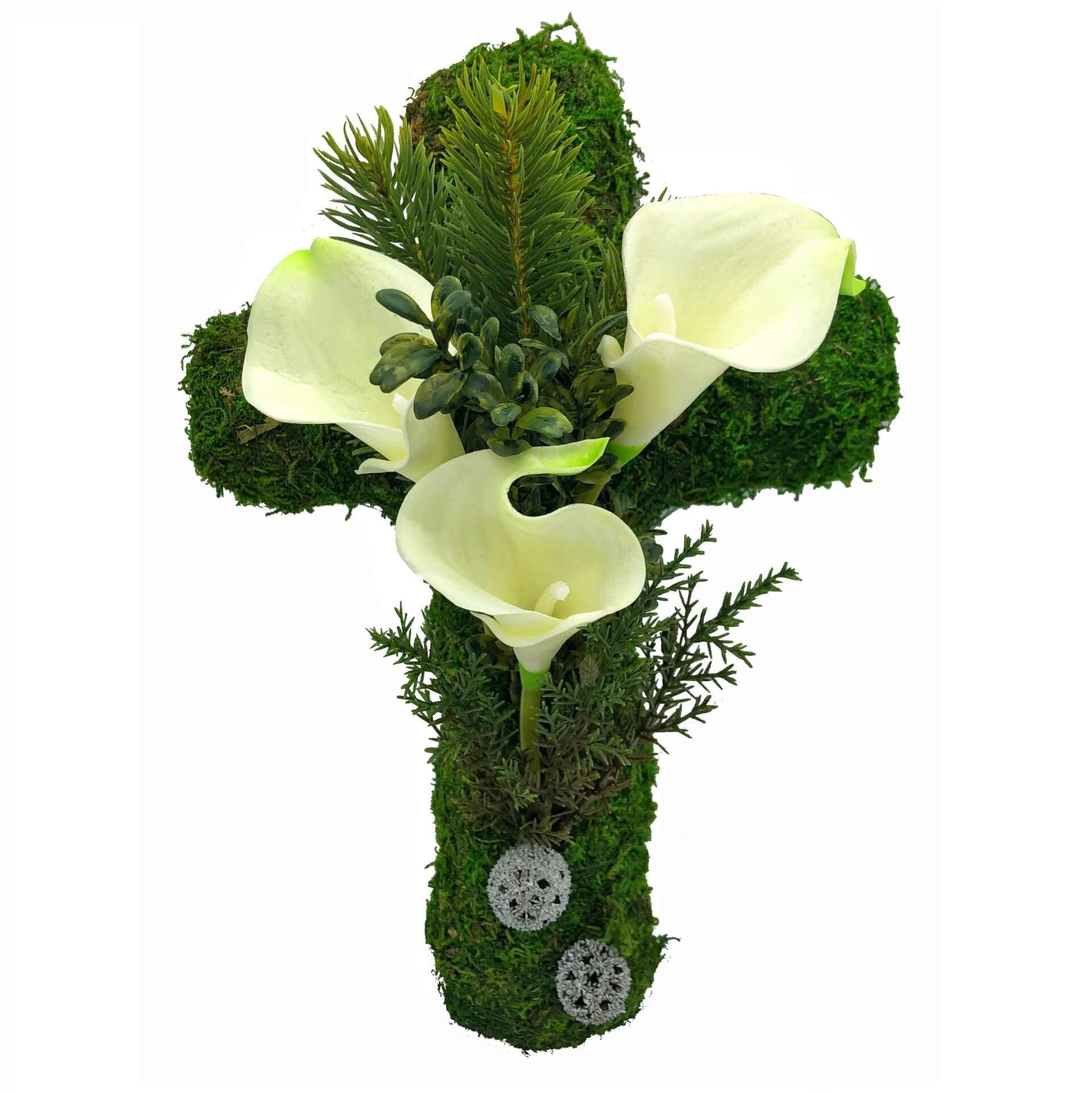 Grabgesteck Grabschmuck Grabaufleger Mooskreuz Grab Gesteck Kreuz mit Calla Grabgesteck Grabschmuck Grabaufleger Mooskreuz Grab Gesteck Kreuz mit Calla