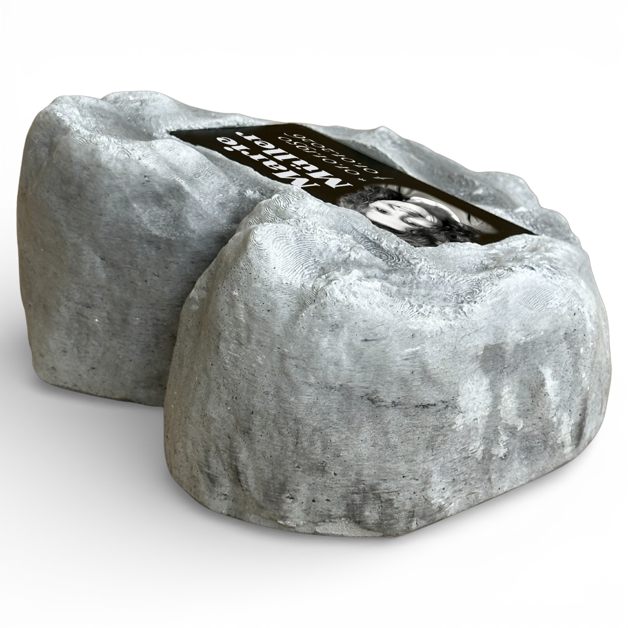 Personalisierter Gedenkstein mit Foto & Gravur | Wetterfester Grabstein aus Steinguss für Außen – Individuelle Grabplatte mit Bild & Namen – Stilvoller Grabschmuck für Friedhof & Garten | Maße