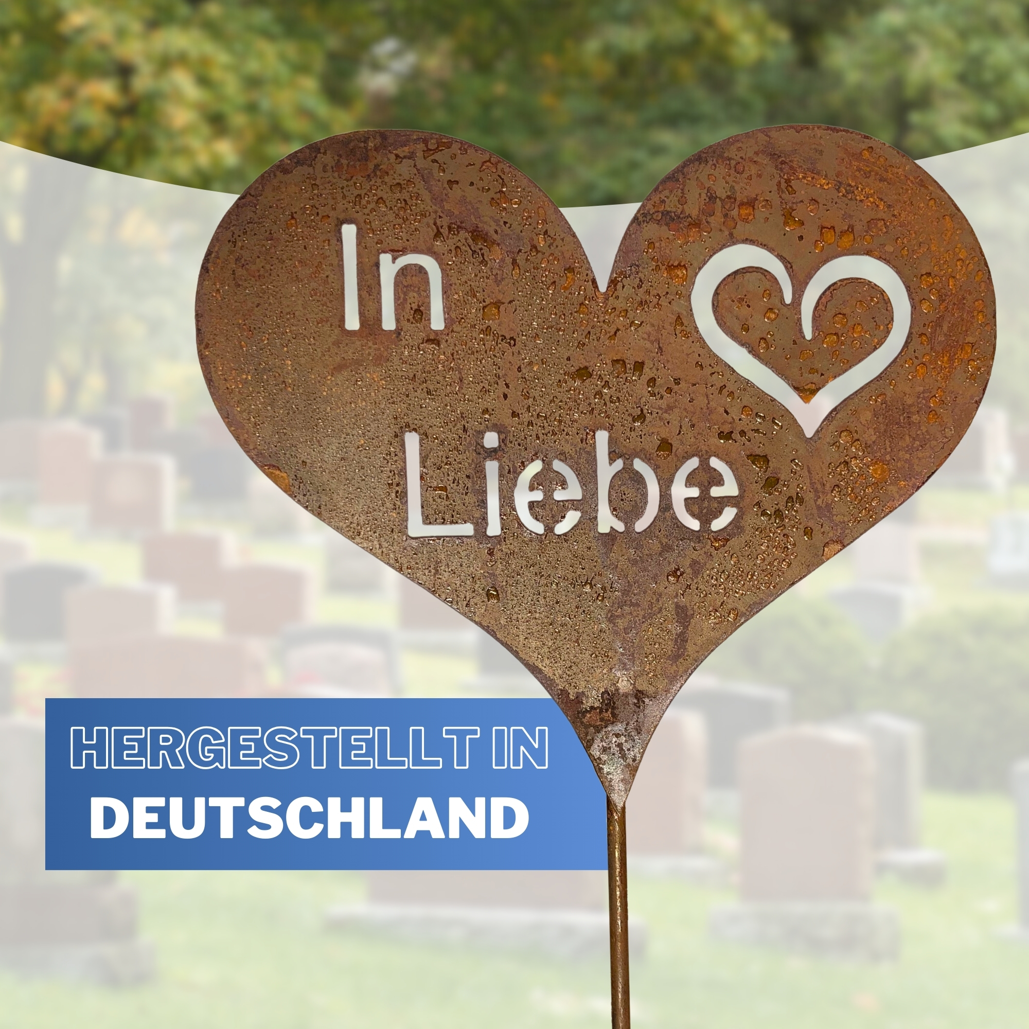 Edelrost Grabherz Grabschmuck Gedenkstein Trauerherz Herz Spruch für Grab - In Liebe Edelrost Grabherz Grabschmuck Gedenkstein Trauerherz Herz Spruch für Grab - In Liebe