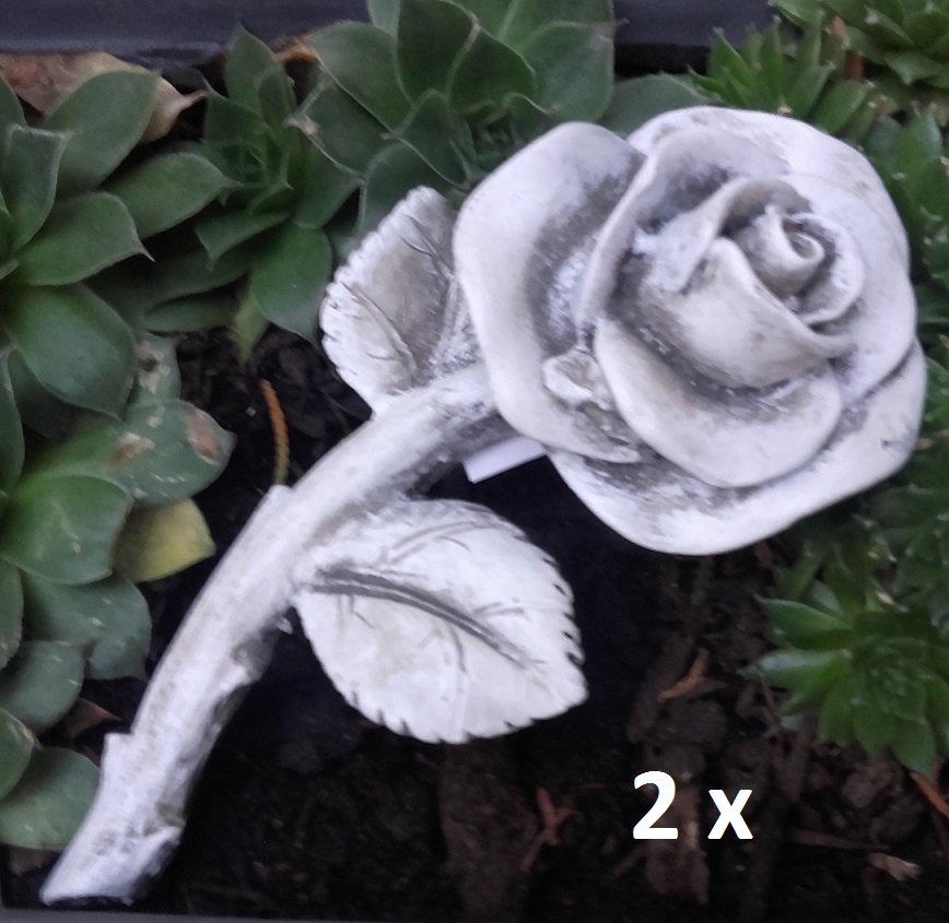2 x Rose mit Stiel Rosenblüte auch Grabdekoration Grabschmuck wetterfest 13,5cm 2 x Rose mit Stiel Rosenblüte auch Grabdekoration Grabschmuck wetterfest 13,5cm