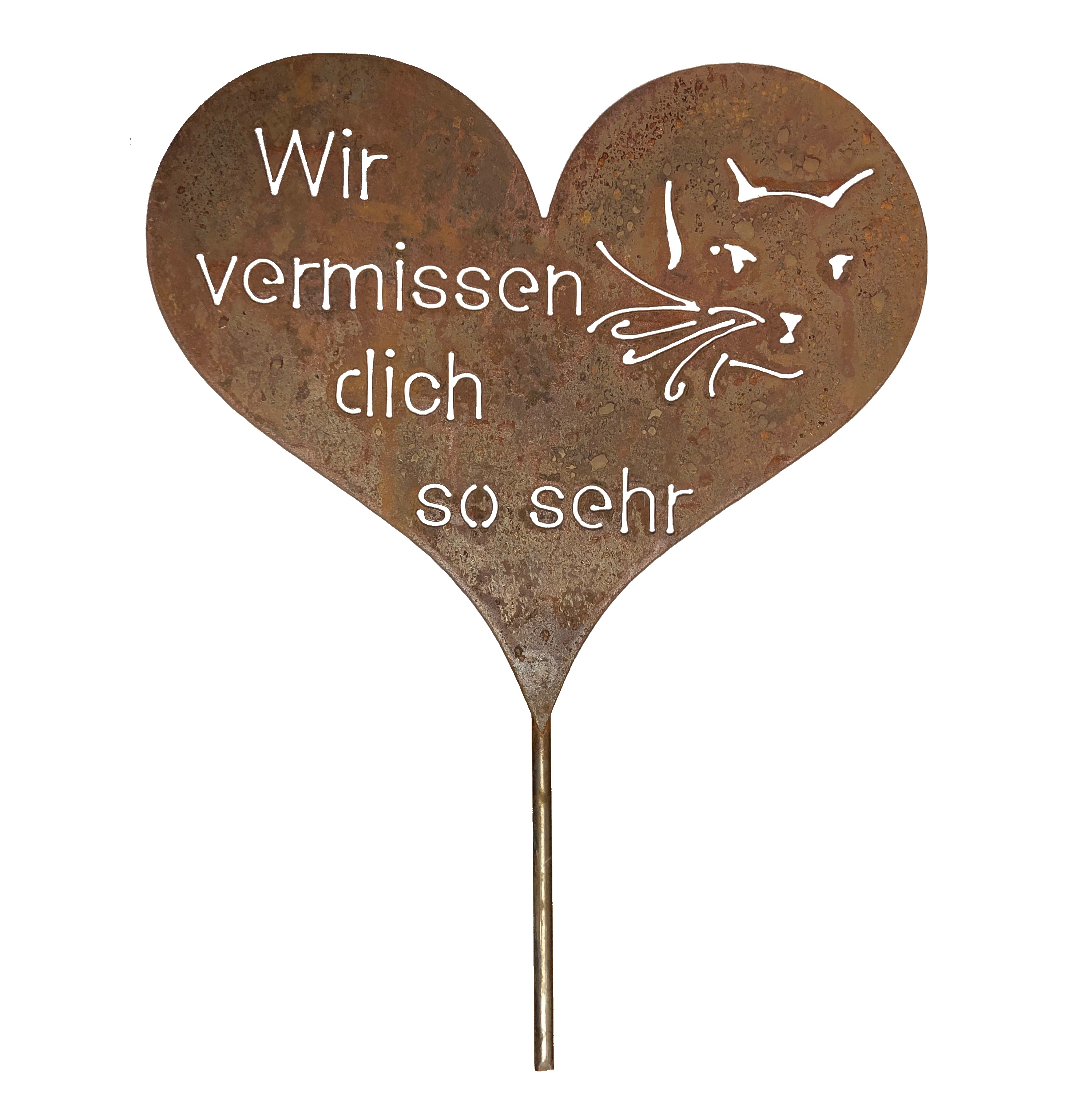 image2.jpeg Edelrost Grabherz Grabschmuck Gedenkstein Trauerherz Herz für GrabTiergrab Katze
