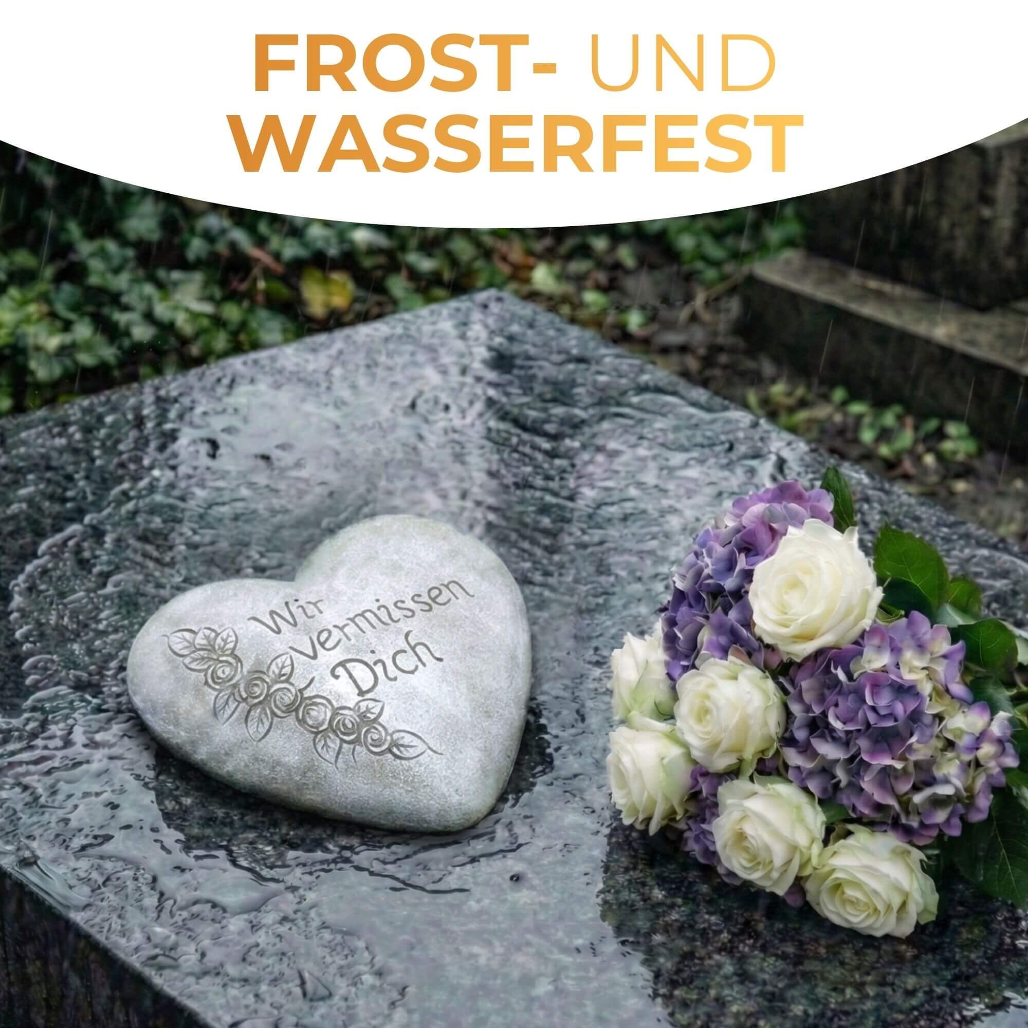 XXL Grabherz Spruch Grabschmuck Grab Herz - Wir vermissen dich - ca.1300g