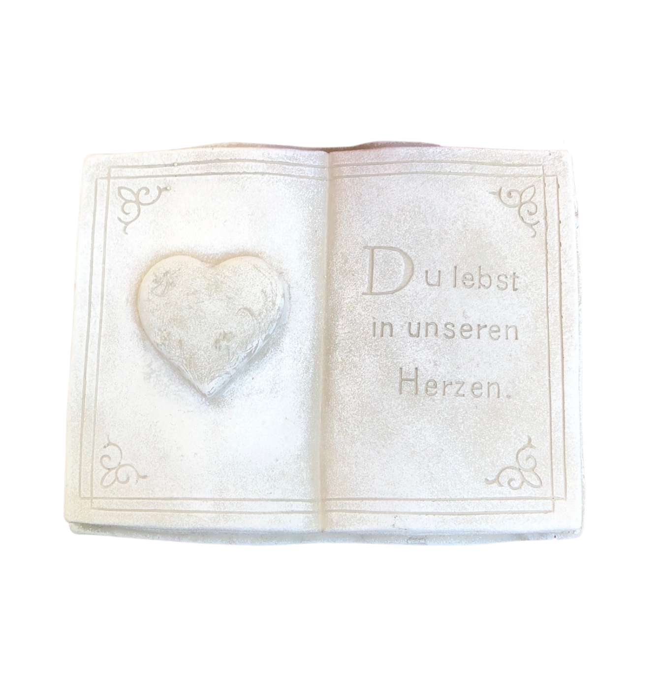 Buch mit 3D Herz Gedenkstein Grabbuch Grabschmuck Grabdeko ca.1800g Buch mit 3D Herz Gedenkstein Grabbuch Grabschmuck Grabdeko ca.1800g
