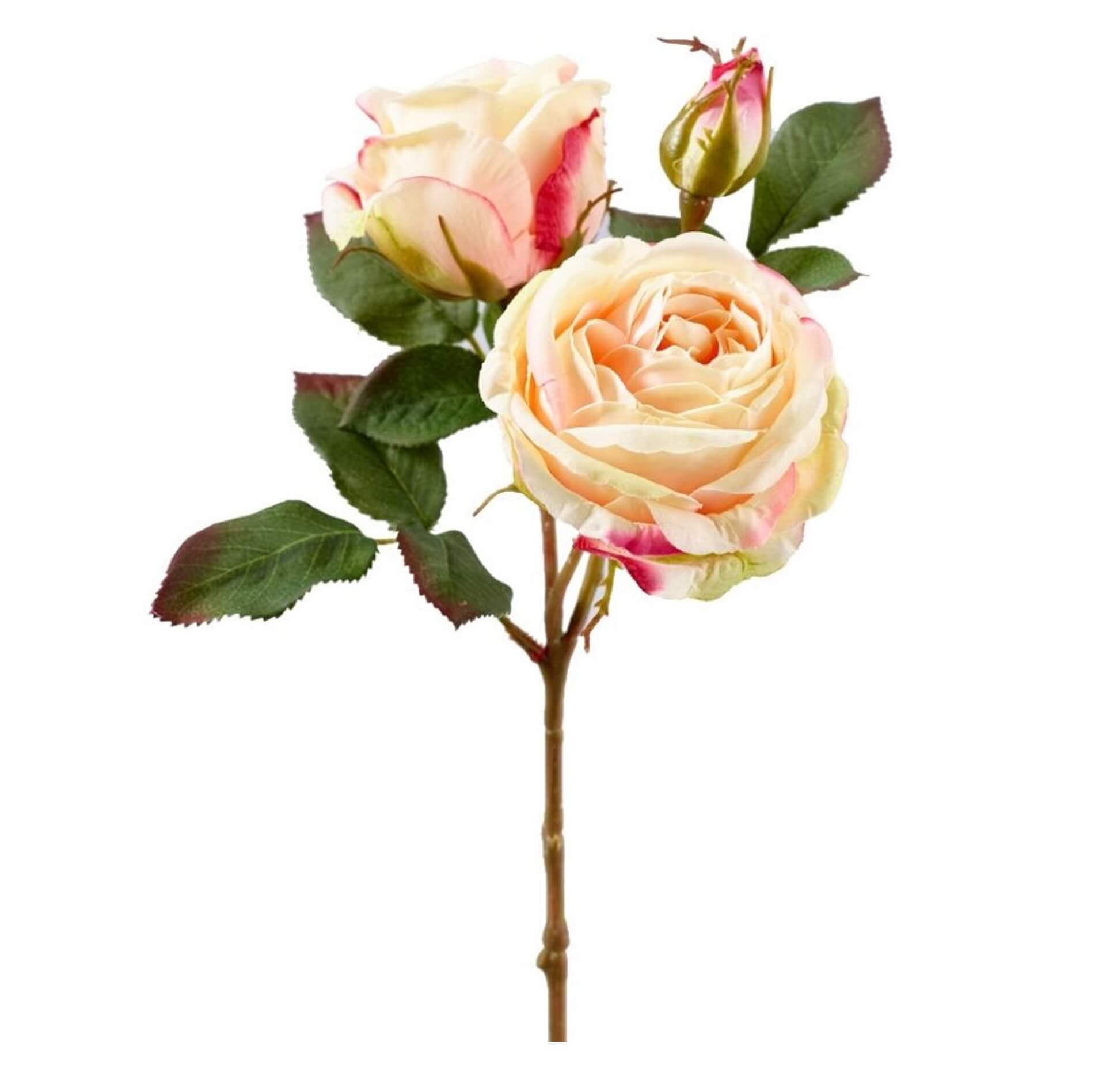 Blumenstrauß, Rosen Rosenstrauß Seide Kunstblumen aprikot-Pink 41cm lang