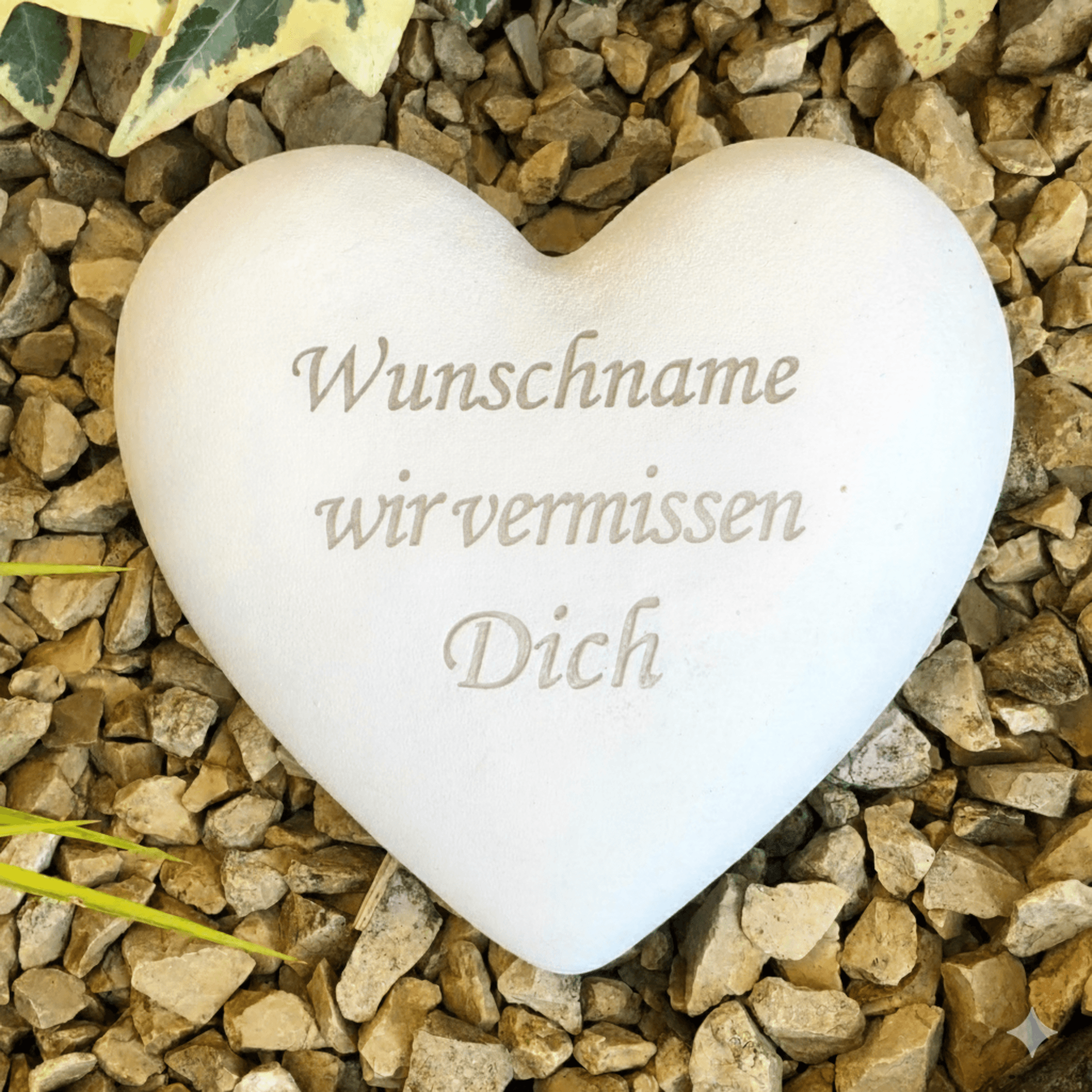 Grabherz Grabengel Spruch - Ich vermisse Dich - Grabschmuck Trauerherz 12cm , 580g weiß und persönlicher Gravur Grabherz Grabengel Spruch - Ich vermisse Dich - Grabschmuck Trauerherz 12cm , 580g weiß und persönlicher Gravur
