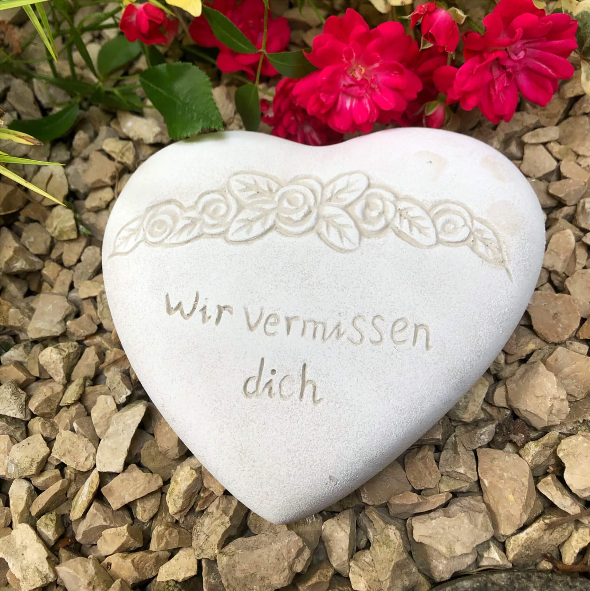 Grabherz Spruch Grabschmuck Grab Herz - Wir vermissen dich - ca.600g