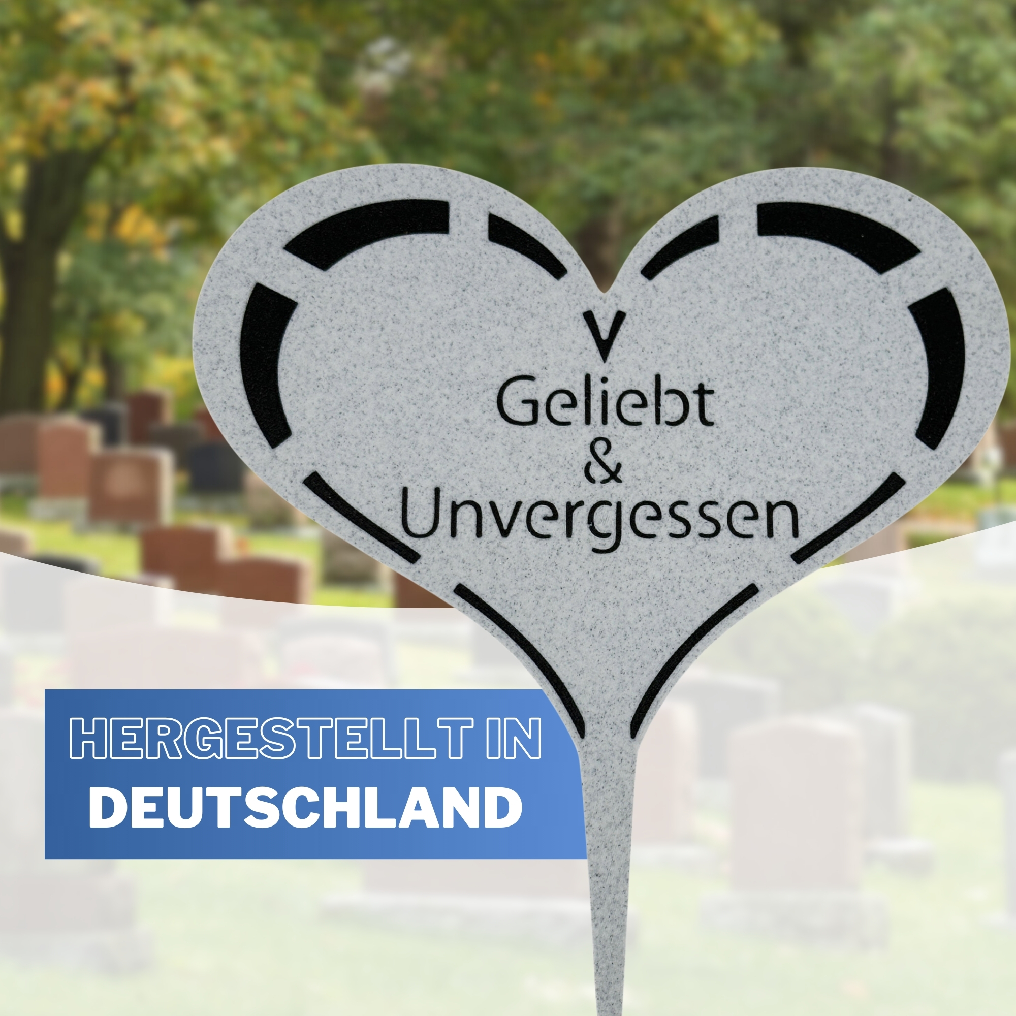 Grabstecker Grabschild auf Stab | mit Inschrift "Geliebt & Unvergessen" Kunststoff | Grabdeko | Grabschmuck Grabstecker Grabschild auf Stab | mit Inschrift "Geliebt & Unvergessen" Kunststoff | Grabdeko | Grabschmuck