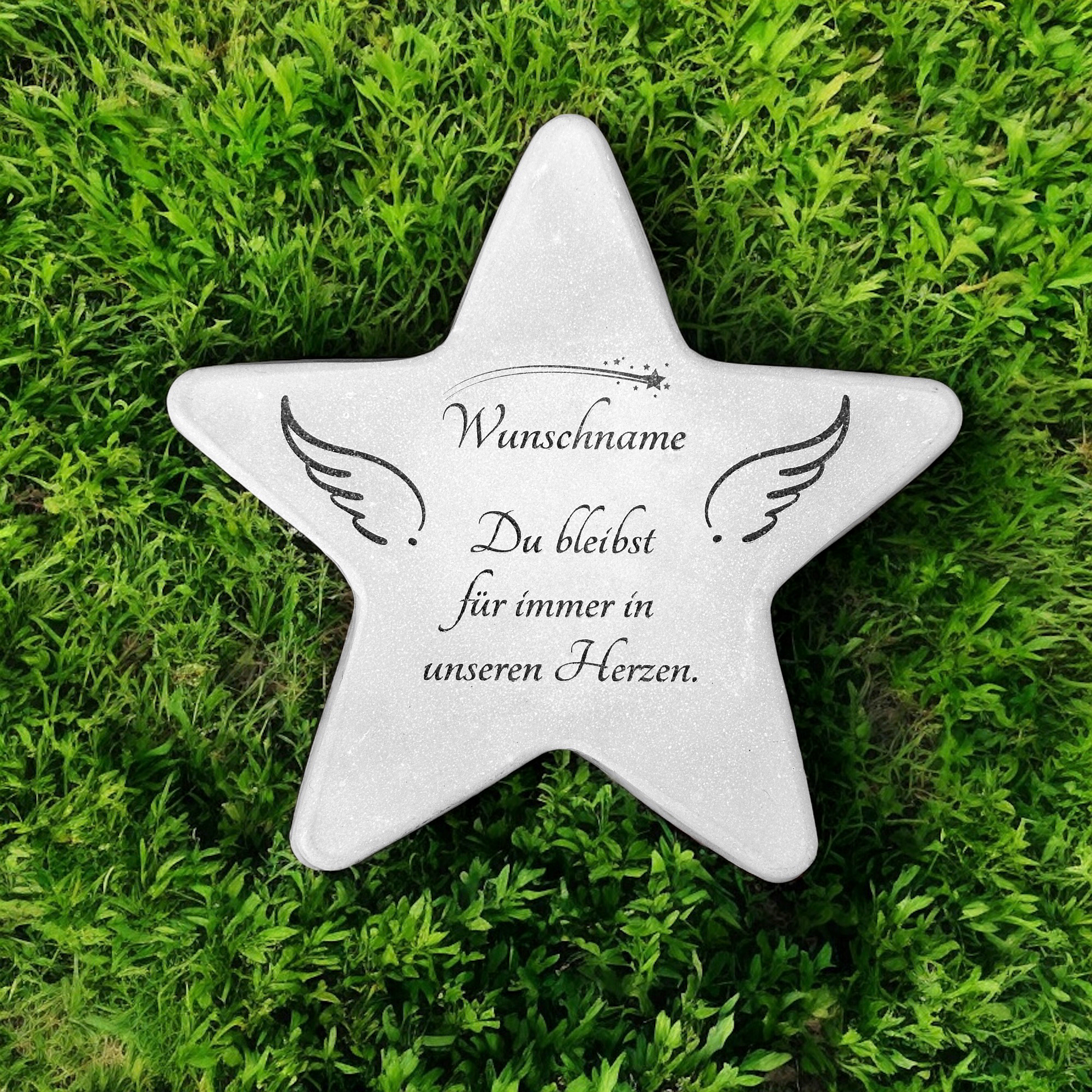Gedenkstein Stern für Sternenkinder aus Steinguss – Personalisierter Grabstein mit Gravur | Grabschmuck Dekoration Steinguss Natur für das Grab Gedenkstein Stern für Sternenkinder aus Steinguss – Personalisierter Grabstein mit Gravur | Grabschmuck Dekoration Steinguss Natur für das Grab