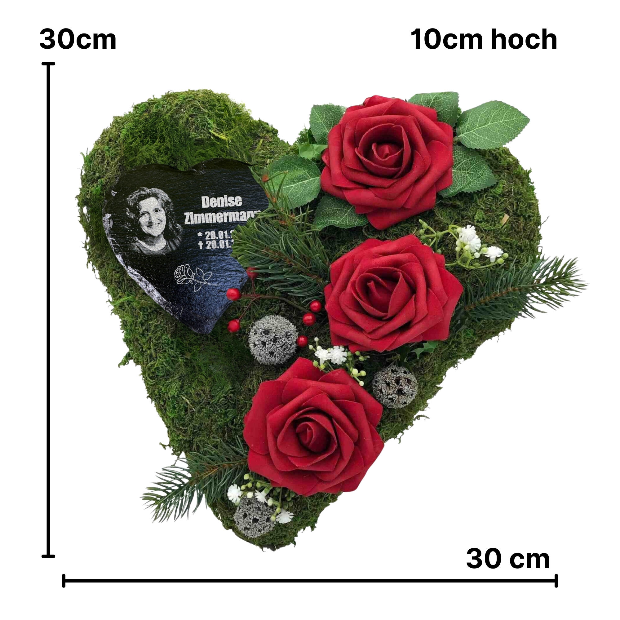Grab Gesteck Grabgesteck Grabschmuck Grabaufleger Moosherz Schieferherz Gravur und Foto ROT Grab Gesteck Grabgesteck Grabschmuck Grabaufleger Moosherz Schieferherz Gravur und Foto ROT
