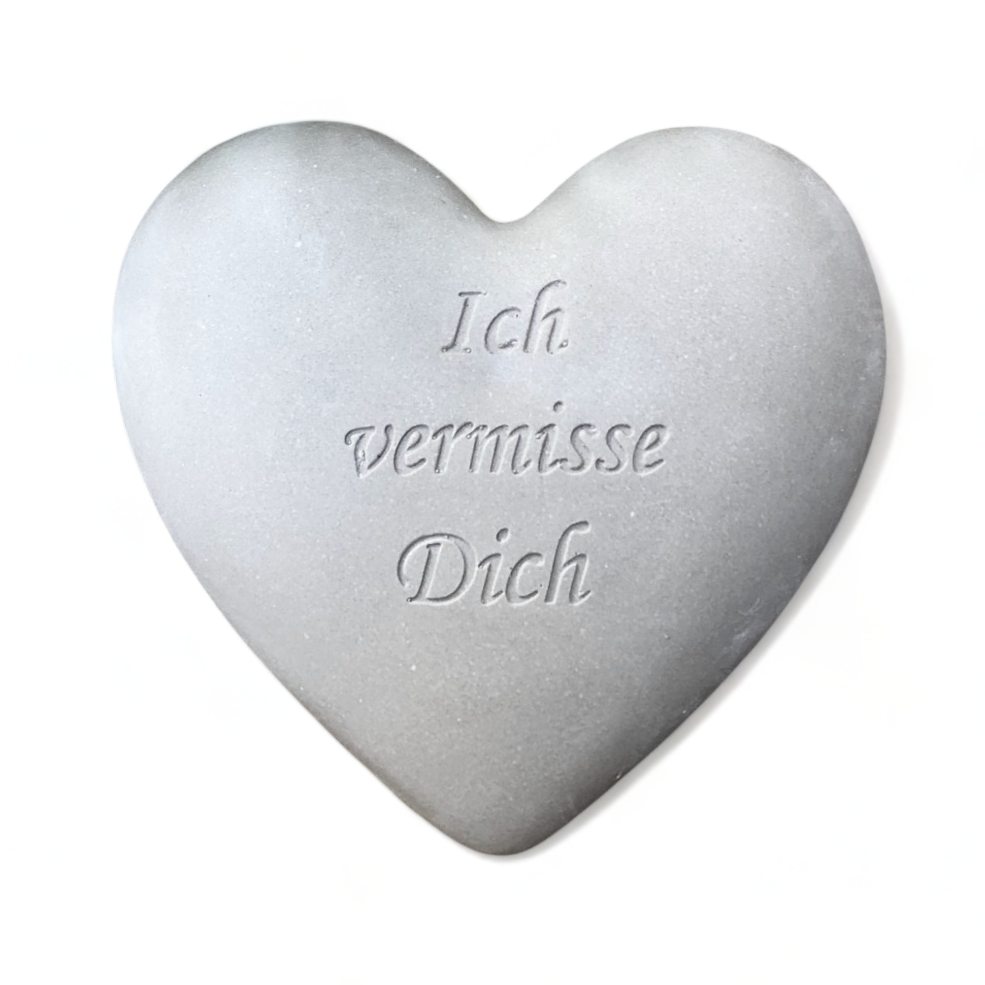 Grabherz Grabengel Spruch - Ich vermisse Dich - Grabschmuck Grabdeko Trauerherz 12cm , 580g natur