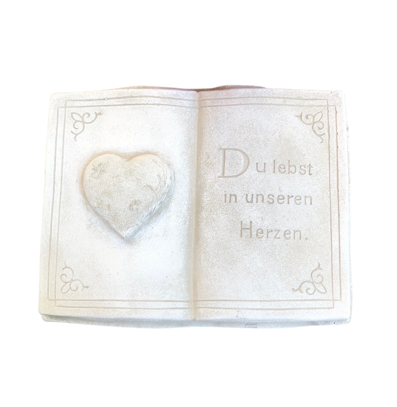 Buch mit 3D Herz Gedenkstein Grabbuch Grabschmuck Grabdeko ca.1800g