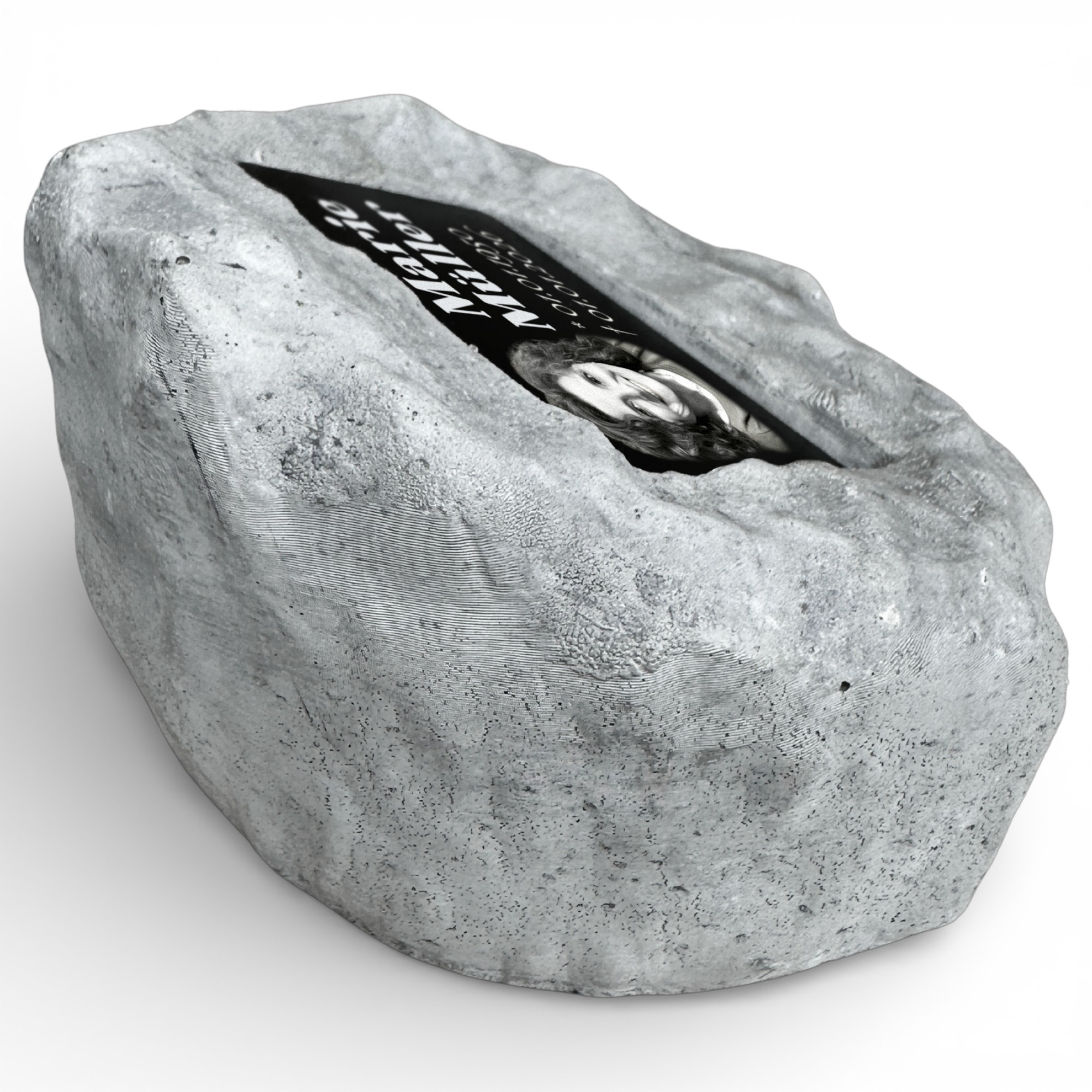 Personalisierter Gedenkstein mit Foto & Gravur | Wetterfester Grabstein aus Steinguss für Außen – Individuelle Grabplatte mit Bild & Namen – Stilvoller Grabschmuck für Friedhof & Garten