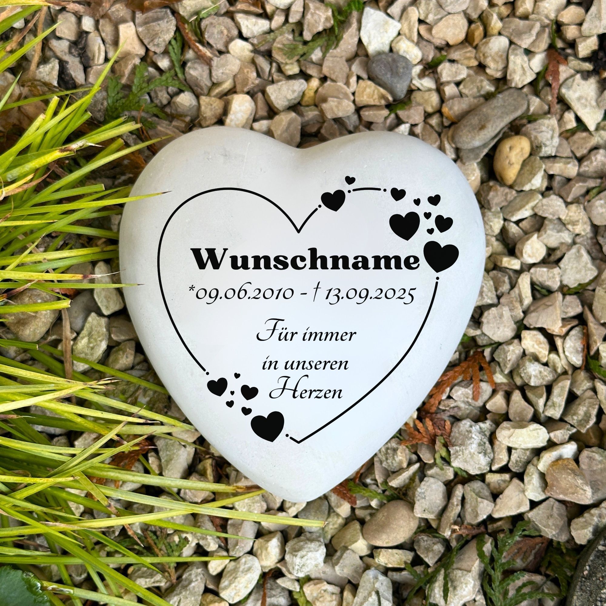 Herz Grabherz personalisiert Grabschmuck 13cm mit Gravur Andenken Grabstein Urnengrab