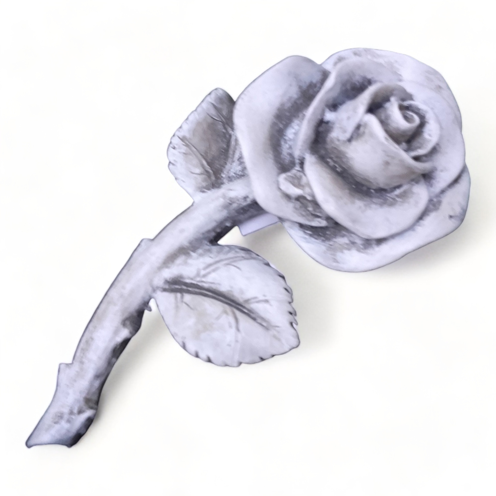 XL Rose mit Stiel Rosenblüte auch Grabdekoration Grabschmuck wetterfest 13,5cm