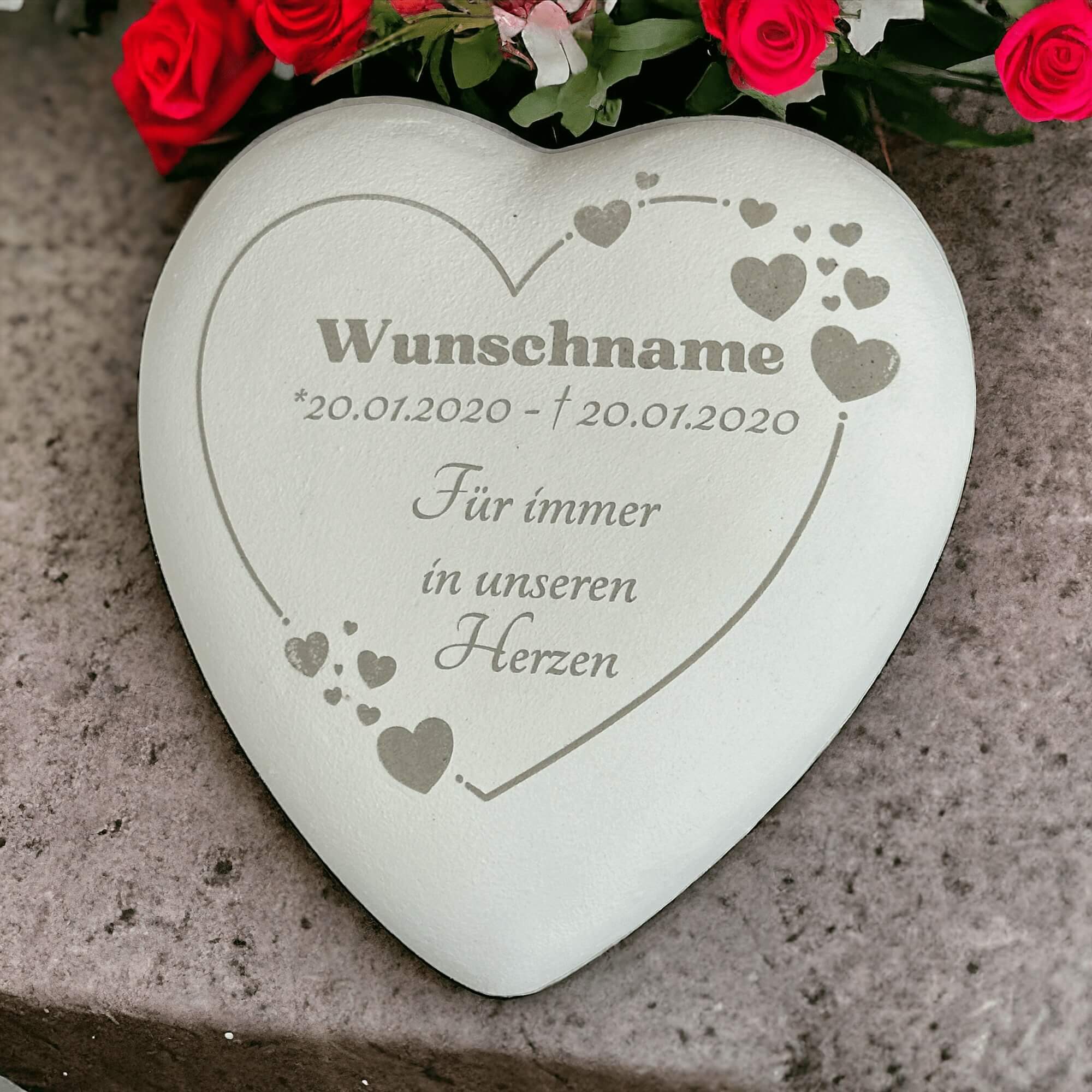 Herz Grabherz personalisiert Grabschmuck 13cm mit Gravur Andenken Grabstein Urnengrab Herz Grabherz personalisiert Grabschmuck 13cm mit Gravur Andenken Grabstein Urnengrab