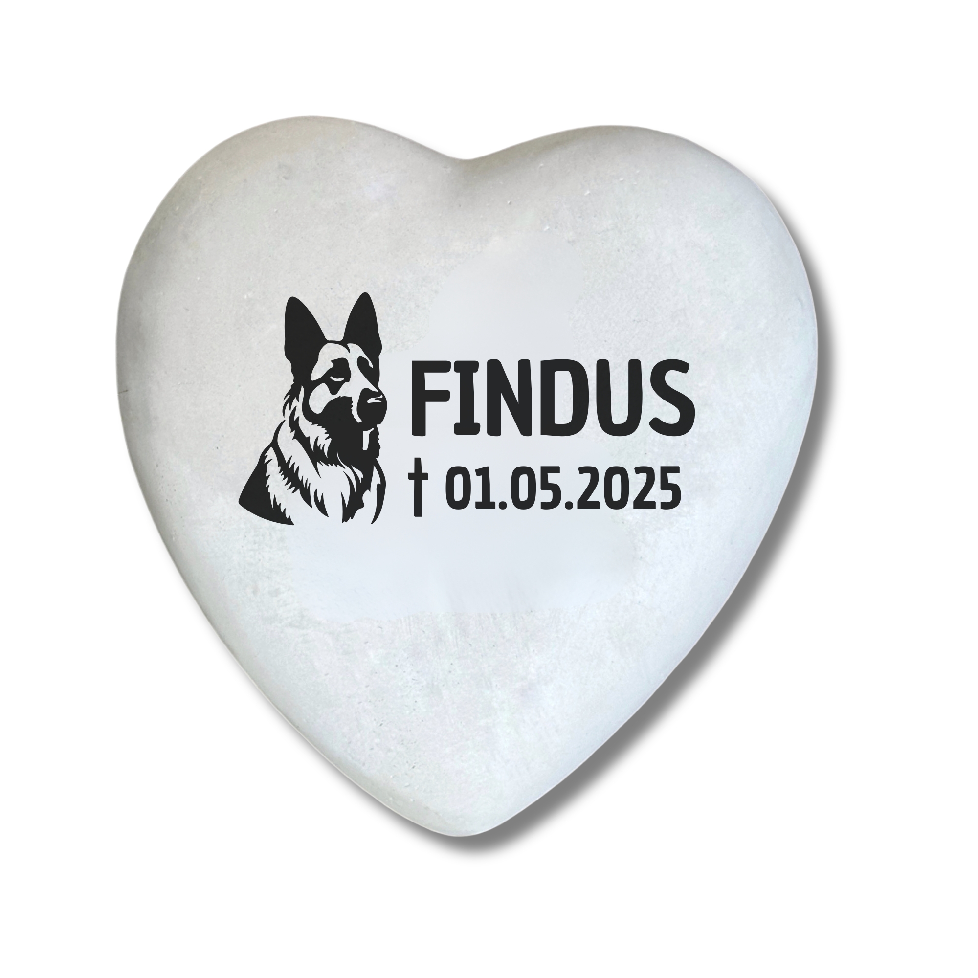 Kopie von Personalisiertes Hunde Schäferhund Grabherz mit Name – Grabschmuck mit Gravur | 13 cm Steinguss Herz | Andenken, Grabstein, wetterfest #1