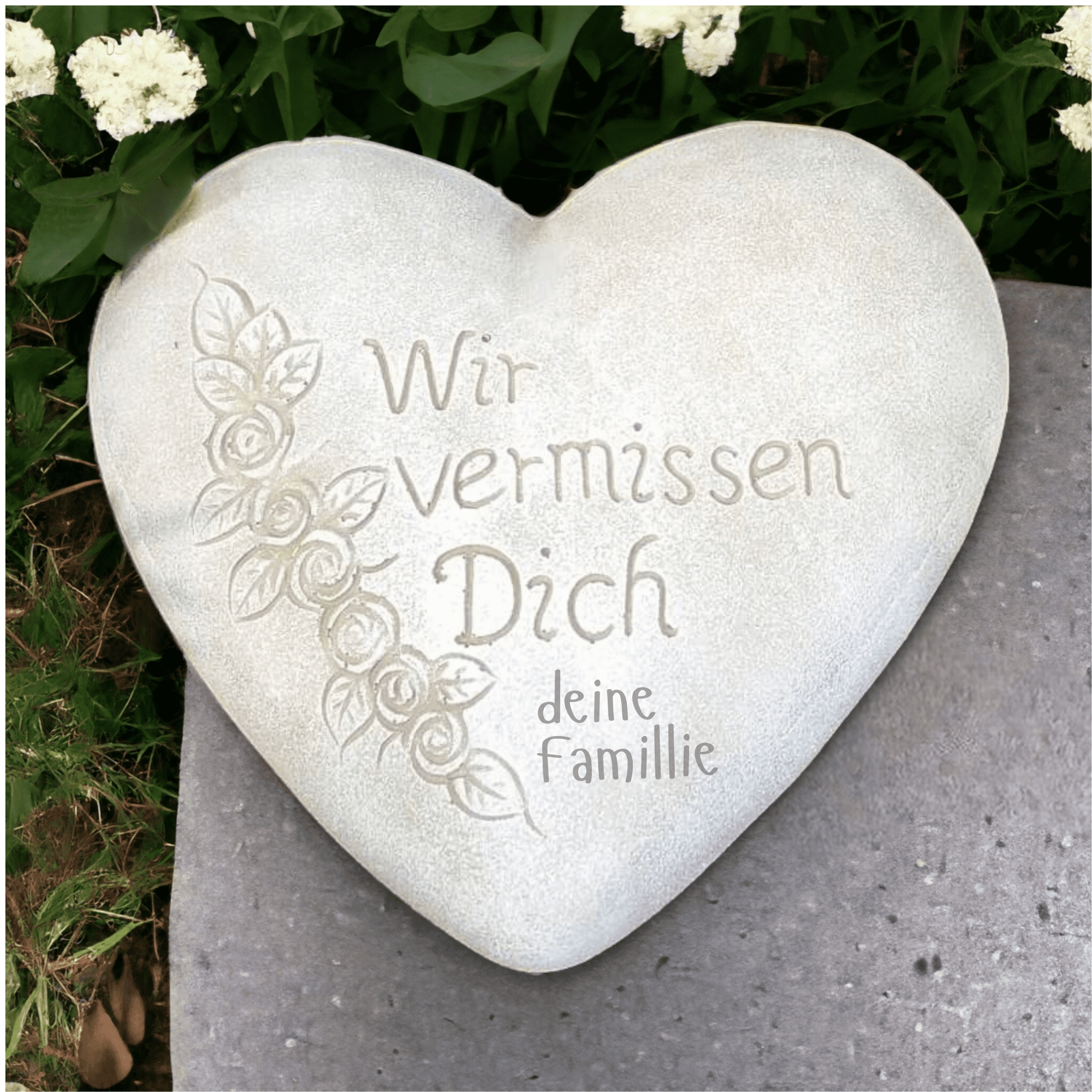 XXL Grabherz Spruch Grabschmuck Grab Herz - Wir vermissen dich - ca.1300g mit persönlicher Gravur XXL Grabherz Spruch Grabschmuck Grab Herz - Wir vermissen dich - ca.1300g mit persönlicher Gravur